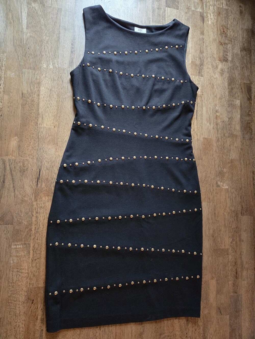 Bronze Studded Sexy Black Sleeveless Bodycon Dress Suzi Chin For Maggy Boutique